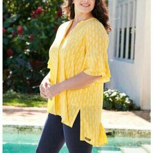 ✨2/$20 Matilda Jane Golden Hour Geometric Hi-Low Top Yellow Small H11052b